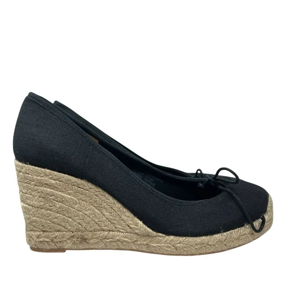 J Crew Wedge Heels Womens 11 Black Seville Espadrille Coastal Resort Spain BT393